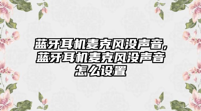 藍牙耳機麥克風沒聲音,藍牙耳機麥克風沒聲音怎么設(shè)置