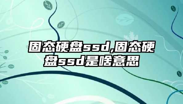 固態硬盤ssd,固態硬盤ssd是啥意思