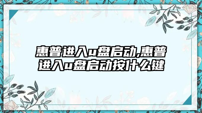 惠普進入u盤啟動,惠普進入u盤啟動按什么鍵