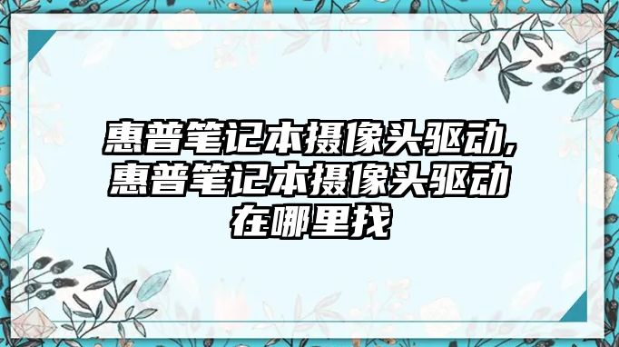 惠普筆記本攝像頭驅動,惠普筆記本攝像頭驅動在哪里找