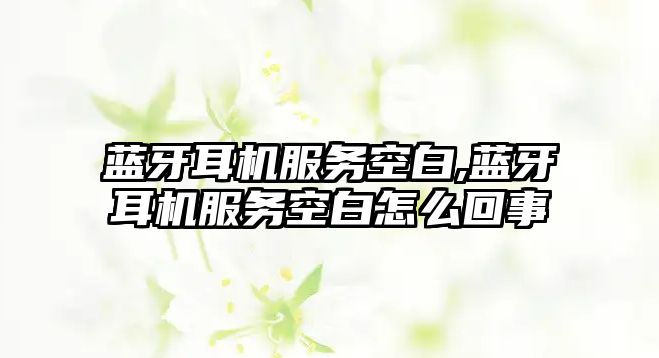 藍牙耳機服務空白,藍牙耳機服務空白怎么回事